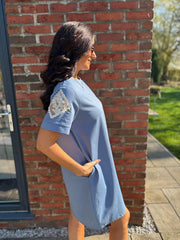 Denim Embellished Sleeve Dress Lexi
