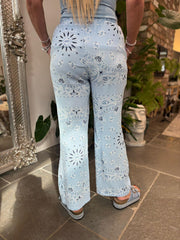 Denim Paisley Bubble Cotton Trousers Alina