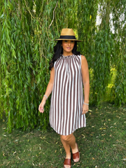 White Striped Sleeveless Dress Tiana