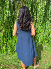 Navy Sleeveless Tiered Dress Harley