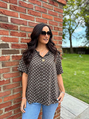Chocolate Polka Dot Top Everly