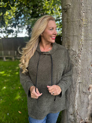 Khaki Chenille Silver Fleck Hoodie Lisa