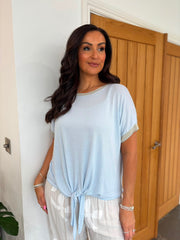 Blue Shimmer Trim Tie Top Perry