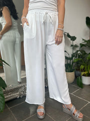 White Wide Leg Pocket Trousers Claudia