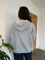 White Bubble Cotton Checked Jacket Niamh