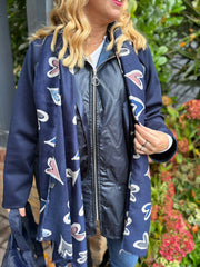 Navy Graphic Heart Scarf