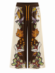 Chocolate Botanical Border Trousers Gemma