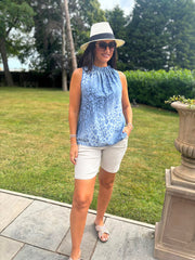 Denim Ombre Leopard Top Tiana