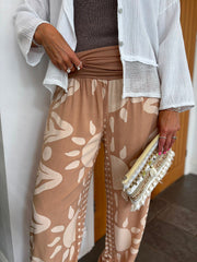 Camel Coastal Print Hareem Trousers