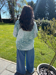 Mint Ombre Leopard Print Blouse Madison