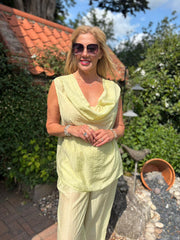 Lemon Embellished Cowl Neck Top Danica