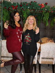 Black Sequin Christmas Tree Jumper Eve