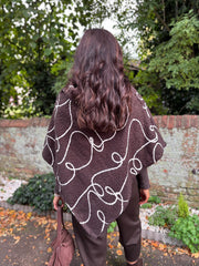 Chocolate Boucle Swirl Pattern Poncho