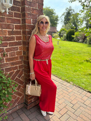 Red Sequin Vest Top Rebecca