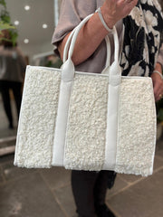Winter White Sherpa Tote Bag
