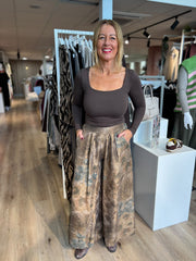 Mocha Shimmer Floral Trousers Adele