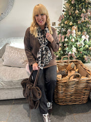 Chocolate Brushstrokes Shimmer Sweat Top Natalia