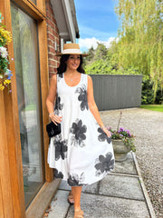 Black Floral Print Dress Yvonne