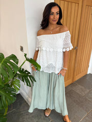 White Bardot Lace Top Jemima