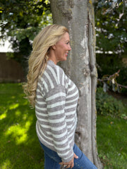 Mocha Striped Knit Cardi Loretta