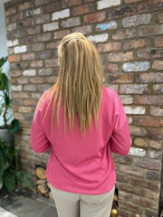 Lipstick Pink Textured Rib Sweatshirt Mia
