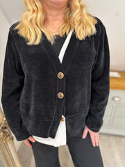 Black Chenille Layered Cardigan Emily