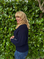 Navy Sleeve Detail Knit Top Julia