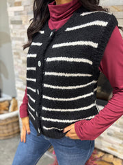 Black Stripe Knitted Waistcoat Emily