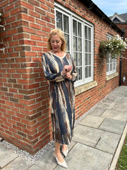 Denim Blue Brushstroke Shimmer Dress Freya