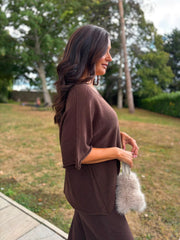 Chocolate Reverse Seam Knit Georgina