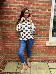Chocolate Polka Dot Super Soft Sweat Top Lisa