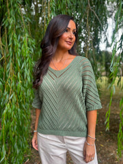 Khaki Chevron Knit Anabelle