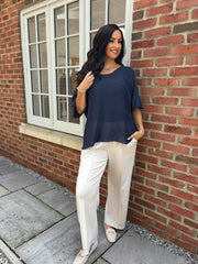 Navy Cotton Reverse Seam Knit Jo