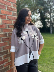 Clay Applique Floral Knit Tanya