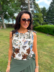Khaki Floral Top Justine