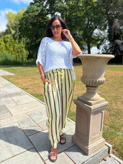 Lemon Bubble Cotton Striped Trousers Paula