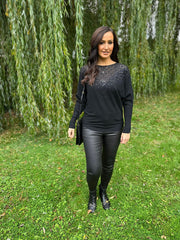 Black Diamante Crochet Knit Layla