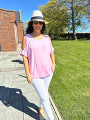 Pink Cold Shoulder Top Orla