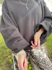 Chocolate Oversized Pleat Detail Sweatshirt Roxy