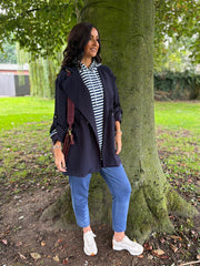 Navy Tie Waist Jacket Charlotte