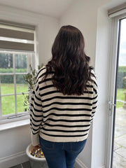 Black Striped Zip Collar Knit Charlie