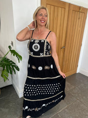 Black Embellished Tiered Maxi Dress Sofia
