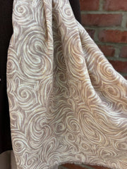Stone Swirl Print Raw Edge Scarf