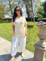 Stone Crochet Floral Striped Top Gemma