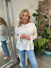 Stone Textured Lace Sleeve Top Heidi