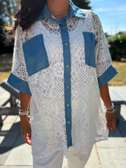 Denim Detail Lace Shirt Dina