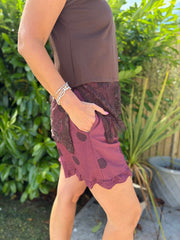 Wine Polka Dot Shorts Tiana