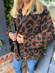 Chocolate Leopard Fleece Jacket Jessica
