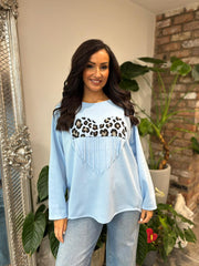 Light Blue Fringed Heart Sweatshirt Jean