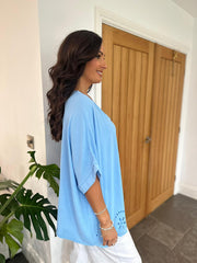 Light Blue Laser Hem Top Barbara